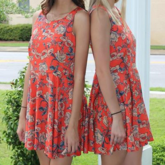 MinkPink Orange Floral Sleeveless Rachel Dress - Picture 6 of 6
